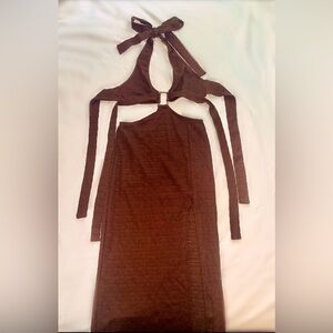 SHEIN Brown Backless Dress